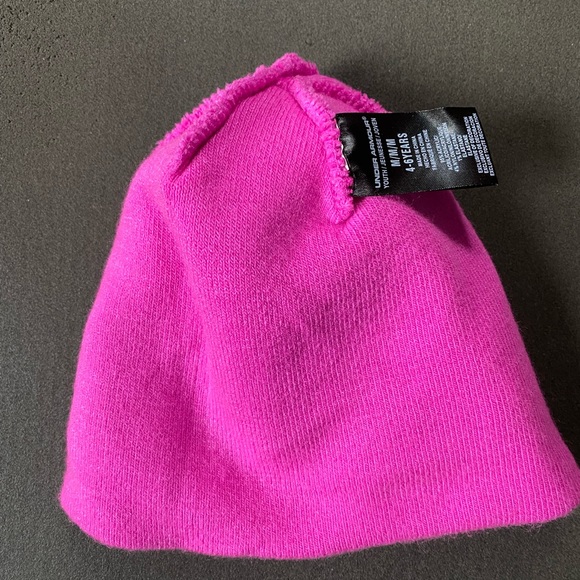 Youth Pink Under Armour Beanie with Line Design - Picture 5 of 8